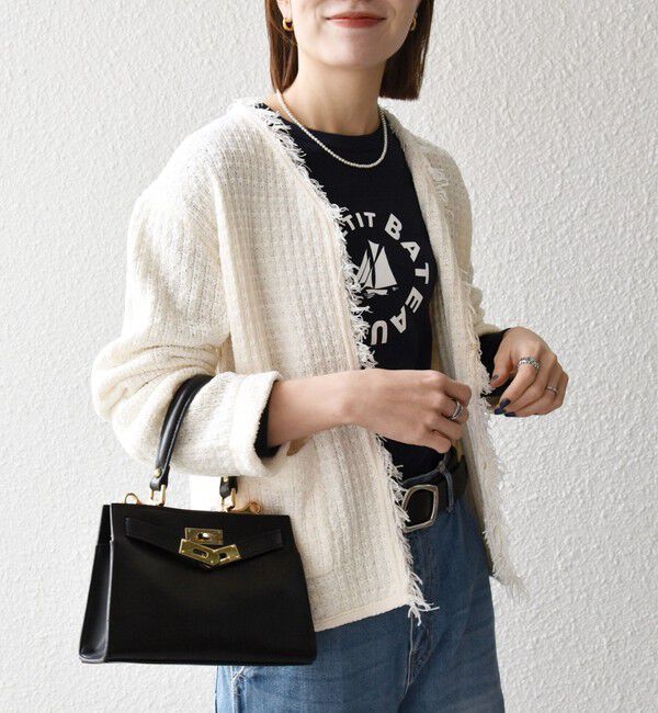 SHIPS any「SHIPS any:〈手洗い可能〉ツイード ライク フリンジ ニット ジャケット カーディガン」|カーディガン|