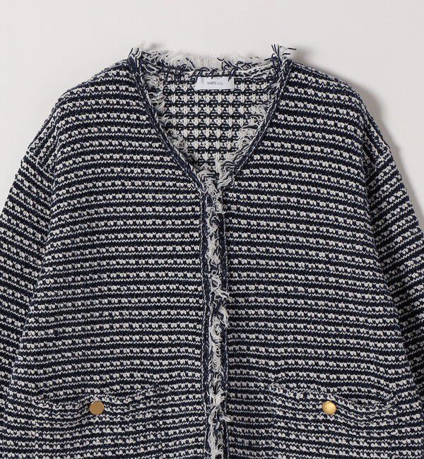 SHIPS any「SHIPS any:〈手洗い可能〉ツイード ライク フリンジ ニット ジャケット カーディガン」|カーディガン|