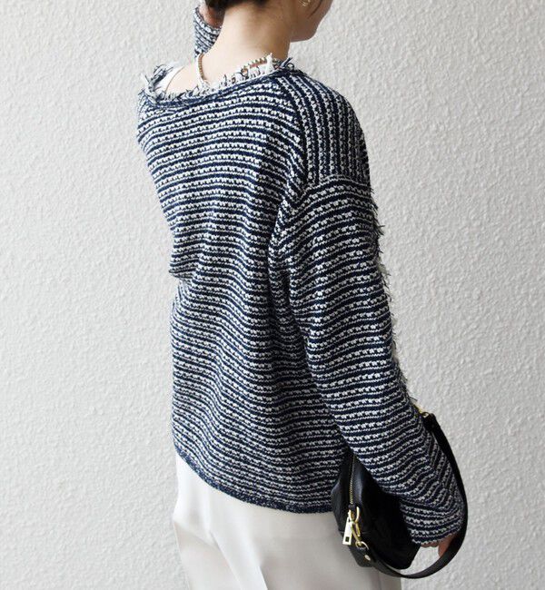 SHIPS any「SHIPS any:〈手洗い可能〉ツイード ライク フリンジ ニット ジャケット カーディガン」|カーディガン|