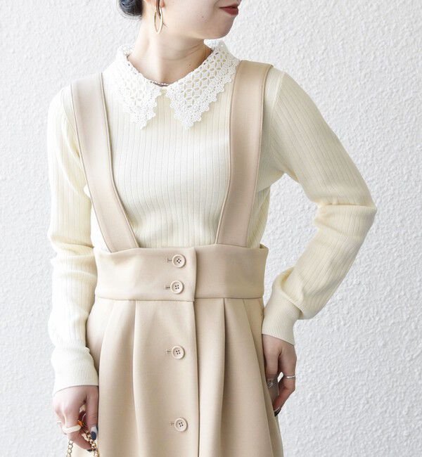 SHIPS any「《一部追加予約》SHIPS any:〈手洗い可能〉2WAY レース カラー リブ ニット プルオーバー」|ニット・セーター|