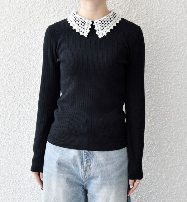 SHIPS any「《一部追加予約》SHIPS any:〈手洗い可能〉2WAY レース カラー リブ ニット プルオーバー」|ニット・セーター|