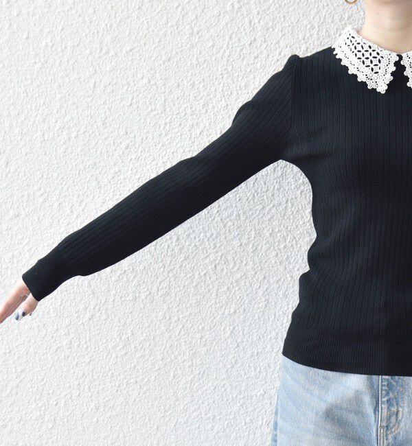 SHIPS any「《一部追加予約》SHIPS any:〈手洗い可能〉2WAY レース カラー リブ ニット プルオーバー」|ニット・セーター|