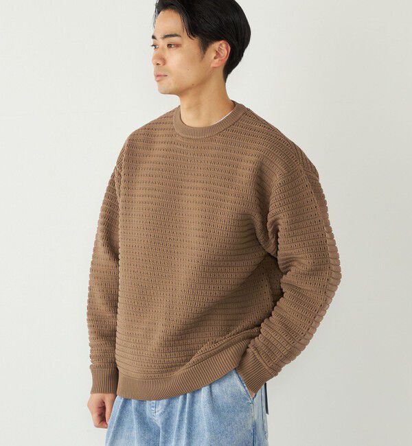 SHIPS Colors 「SHIPS Colors:〈洗濯機可能〉スポンジ メッシュ ニット◇」|ニット・セーター|ブラウン