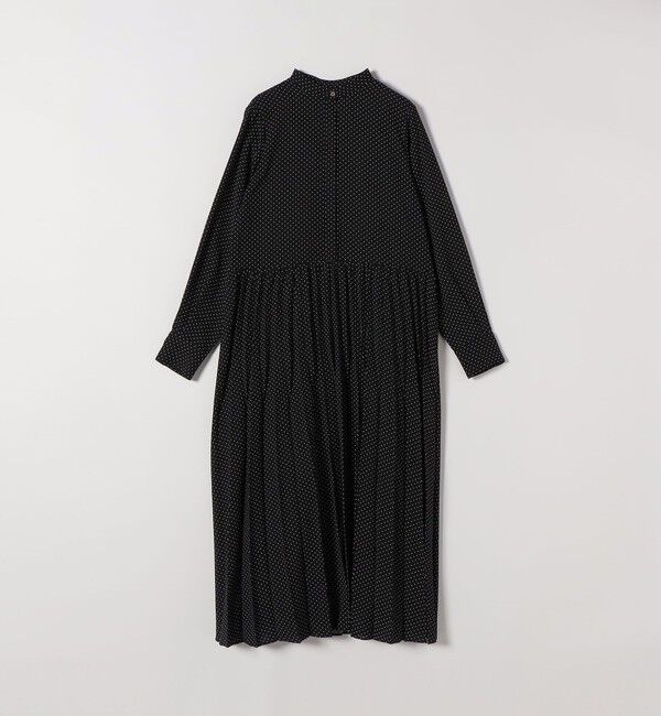 SHIPS any「《予約》SHIPS any:〈手洗い可能〉ドット バンドカラー プリーツ ロング ワンピース」|ワンピース|