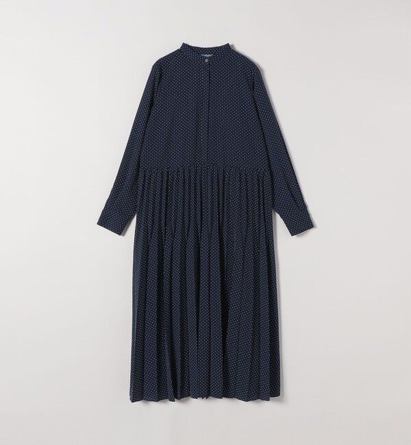SHIPS any「《予約》SHIPS any:〈手洗い可能〉ドット バンドカラー プリーツ ロング ワンピース」|ワンピース|