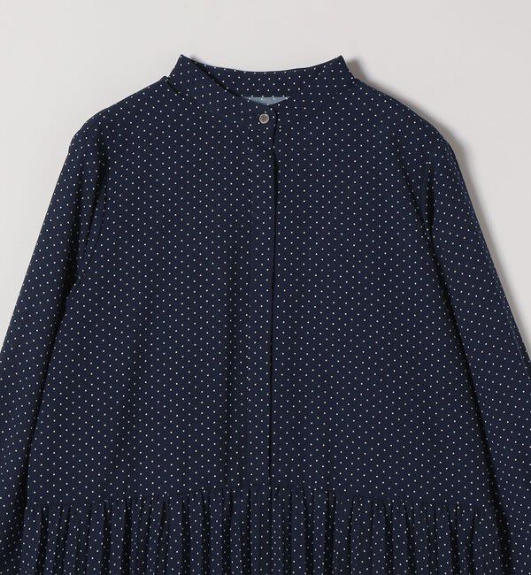 SHIPS any「《予約》SHIPS any:〈手洗い可能〉ドット バンドカラー プリーツ ロング ワンピース」|ワンピース|