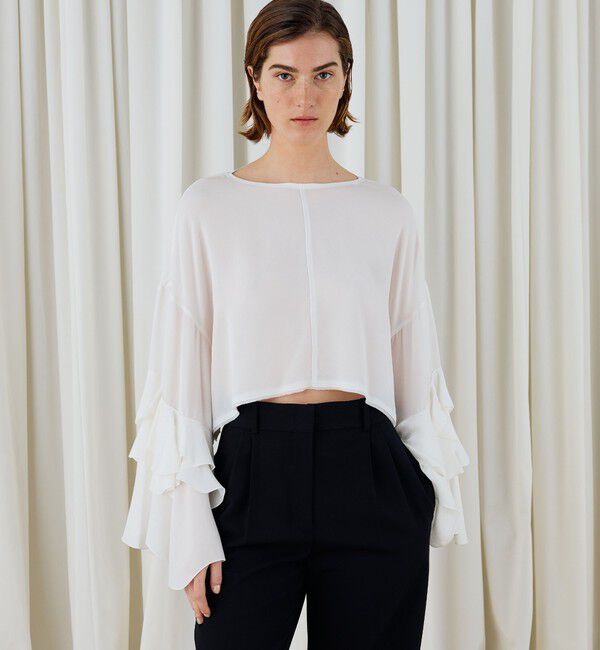 DES PRES「シルクジョーゼット フリルスリーブブラウス」|シャツ・ブラウス|