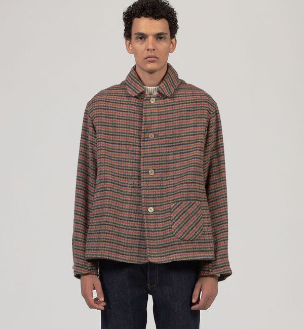 TOMORROWLAND MENS「シルクガンクラブチェック ショートブルゾン」|ブルゾン・スタジャン|