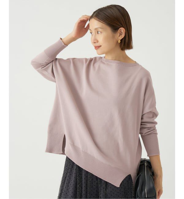 IENA「《WEB限定/追加2》コットンストレッチ NEO2 ワイド長袖プルオーバー」|ニット・セーター|ベージュ