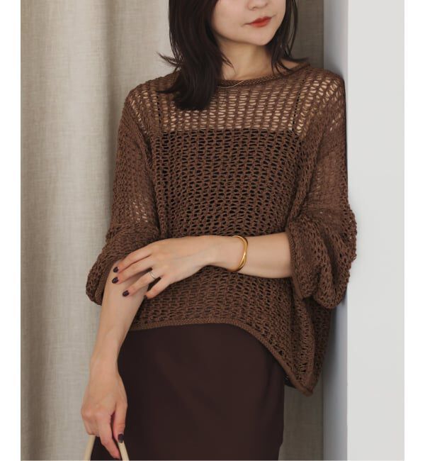 SLOBE IENA「LOGAN/ローガン SLOBE別注 メッシュプルオーバー」|ニット・セーター|ブラウン