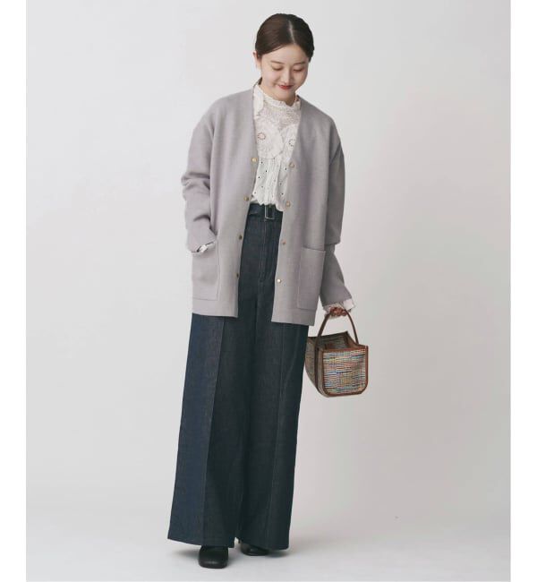 IENA「《追加》ドットボタンVネックカーディガン」|カーディガン|