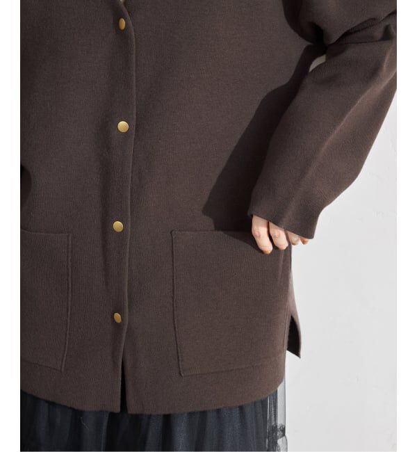 IENA「《追加》ドットボタンVネックカーディガン」|カーディガン|