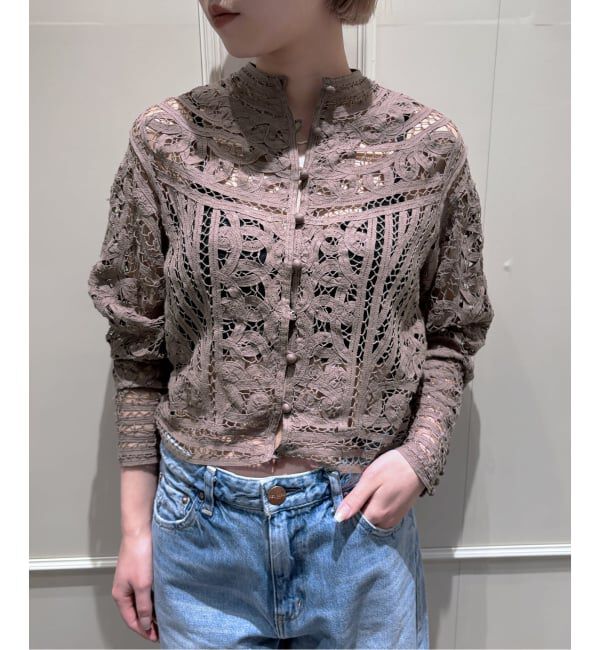 IENA LA BOUCLE「《追加予約》IENA LA BOUCLE バテンレースブラウス」|シャツ・ブラウス|ブラウン C