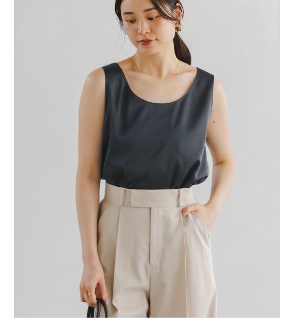 NOBLE「《追加3》【洗える】ルナサテンデコルテ2WAYトップス」|シャツ・ブラウス|