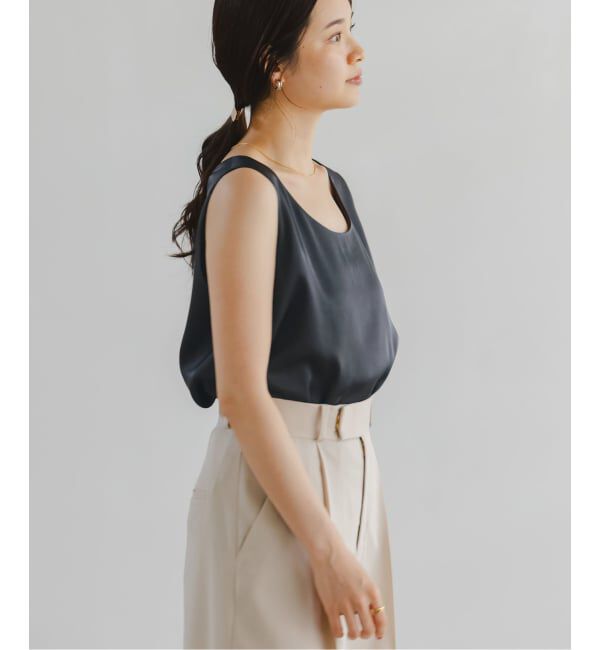 NOBLE「《追加3》【洗える】ルナサテンデコルテ2WAYトップス」|シャツ・ブラウス|