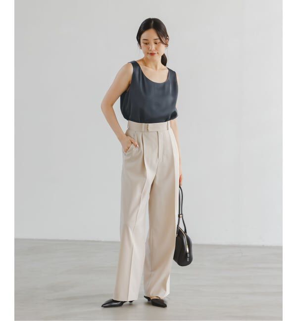 NOBLE「《追加3》【洗える】ルナサテンデコルテ2WAYトップス」|シャツ・ブラウス|