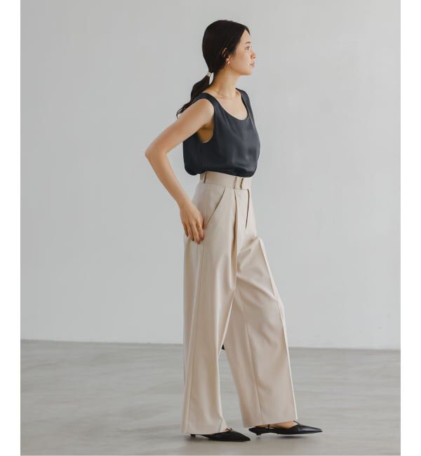 NOBLE「《追加3》【洗える】ルナサテンデコルテ2WAYトップス」|シャツ・ブラウス|