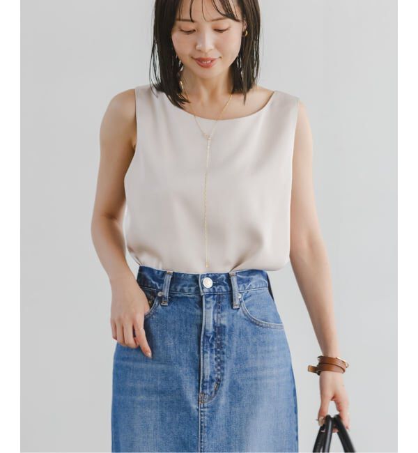 NOBLE「《追加3》【洗える】ルナサテンデコルテ2WAYトップス」|シャツ・ブラウス|