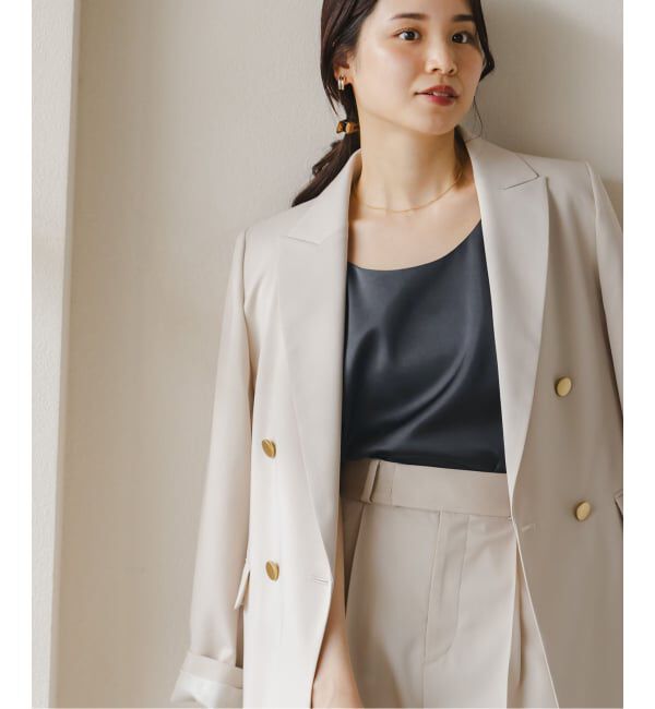 NOBLE「《追加3》【洗える】ルナサテンデコルテ2WAYトップス」|シャツ・ブラウス|