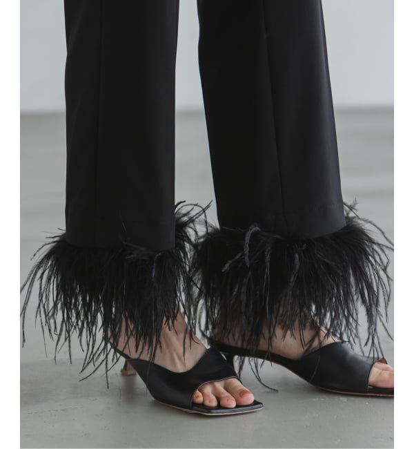 NOBLE「ELENI/エルニ オーストリッチファートリムパンツ」|スラックス|