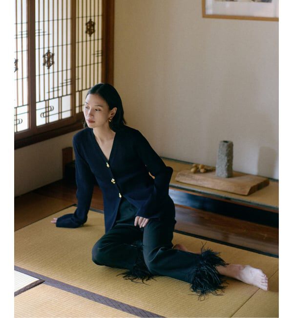 NOBLE「ELENI/エルニ オーストリッチファートリムパンツ」|スラックス|