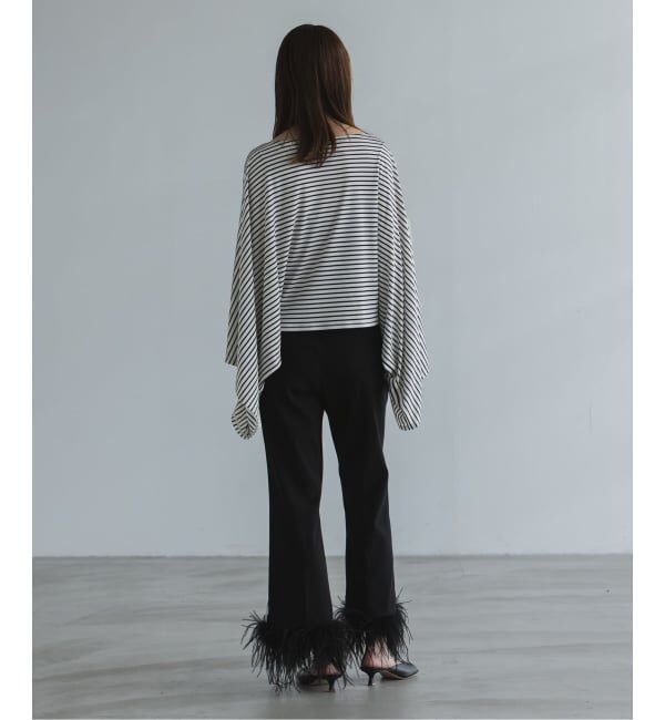 NOBLE「ELENI/エルニ オーストリッチファートリムパンツ」|スラックス|