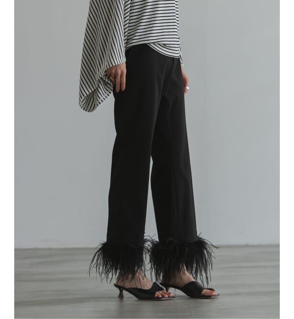 NOBLE「ELENI/エルニ オーストリッチファートリムパンツ」|スラックス|