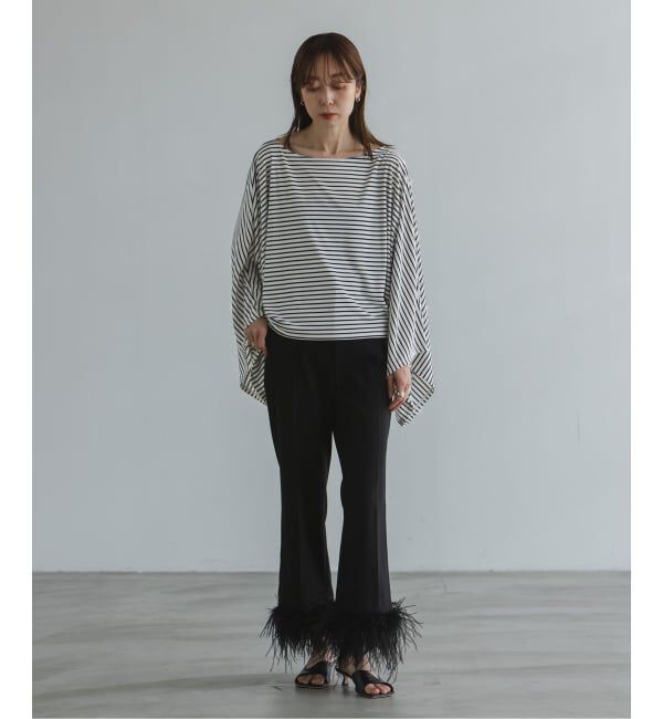 NOBLE「ELENI/エルニ オーストリッチファートリムパンツ」|スラックス|