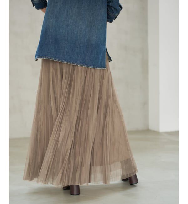 Spick and Span「《追加2》ランダムチュールプリーツスカート」|スカート|