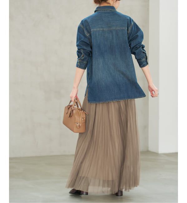 Spick and Span「《追加2》ランダムチュールプリーツスカート」|スカート|