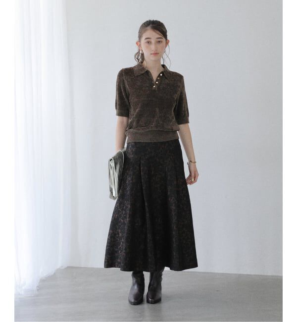  「【洗える】ベロアハーフスリーブニット」|ニット・セーター|