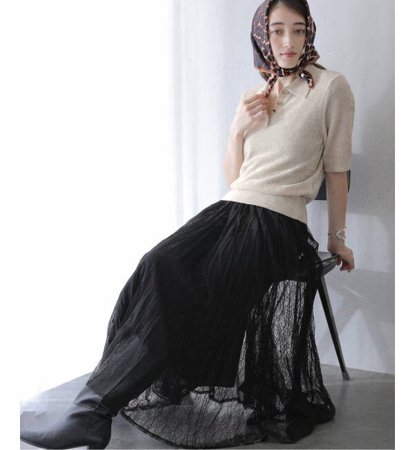  「【洗える】ベロアハーフスリーブニット」|ニット・セーター|