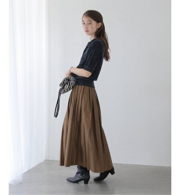  「【洗える】ベロアハーフスリーブニット」|ニット・セーター|