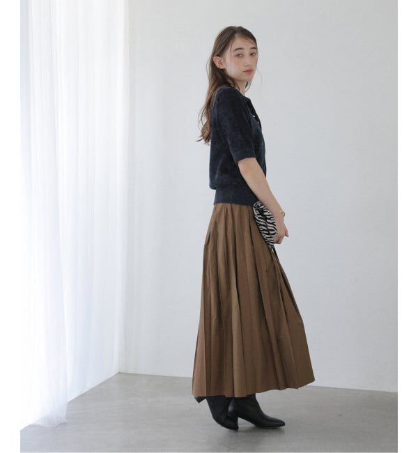  「【洗える】ベロアハーフスリーブニット」|ニット・セーター|