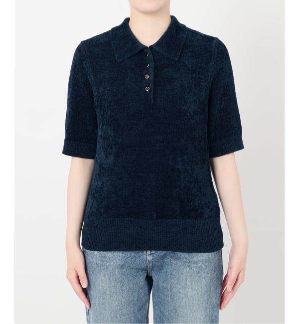  「【洗える】ベロアハーフスリーブニット」|ニット・セーター|