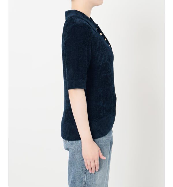  「【洗える】ベロアハーフスリーブニット」|ニット・セーター|