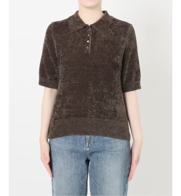  「【洗える】ベロアハーフスリーブニット」|ニット・セーター|