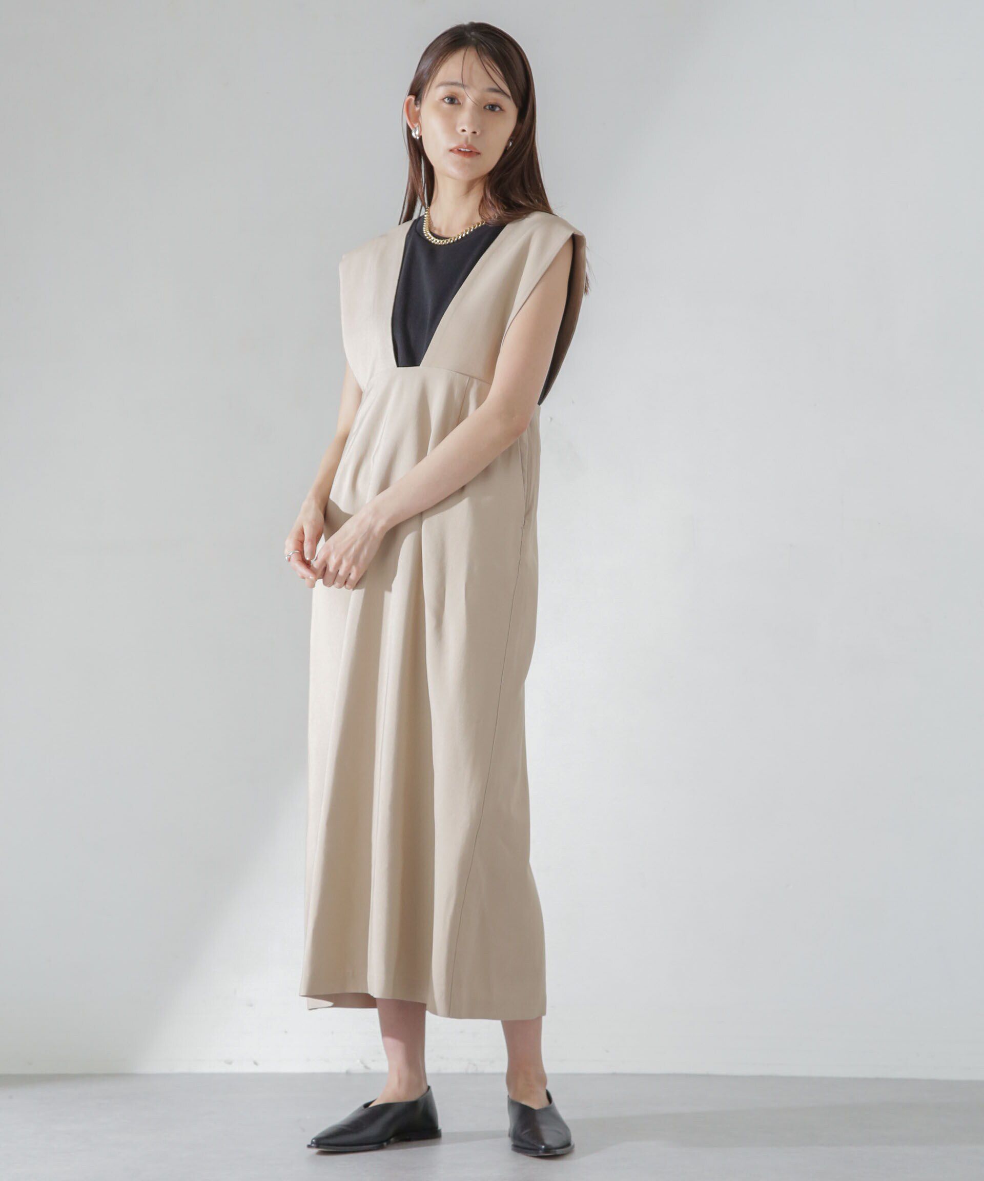 nano･universe「Iラインジャンパースカート」|ワンピース|ベージュ