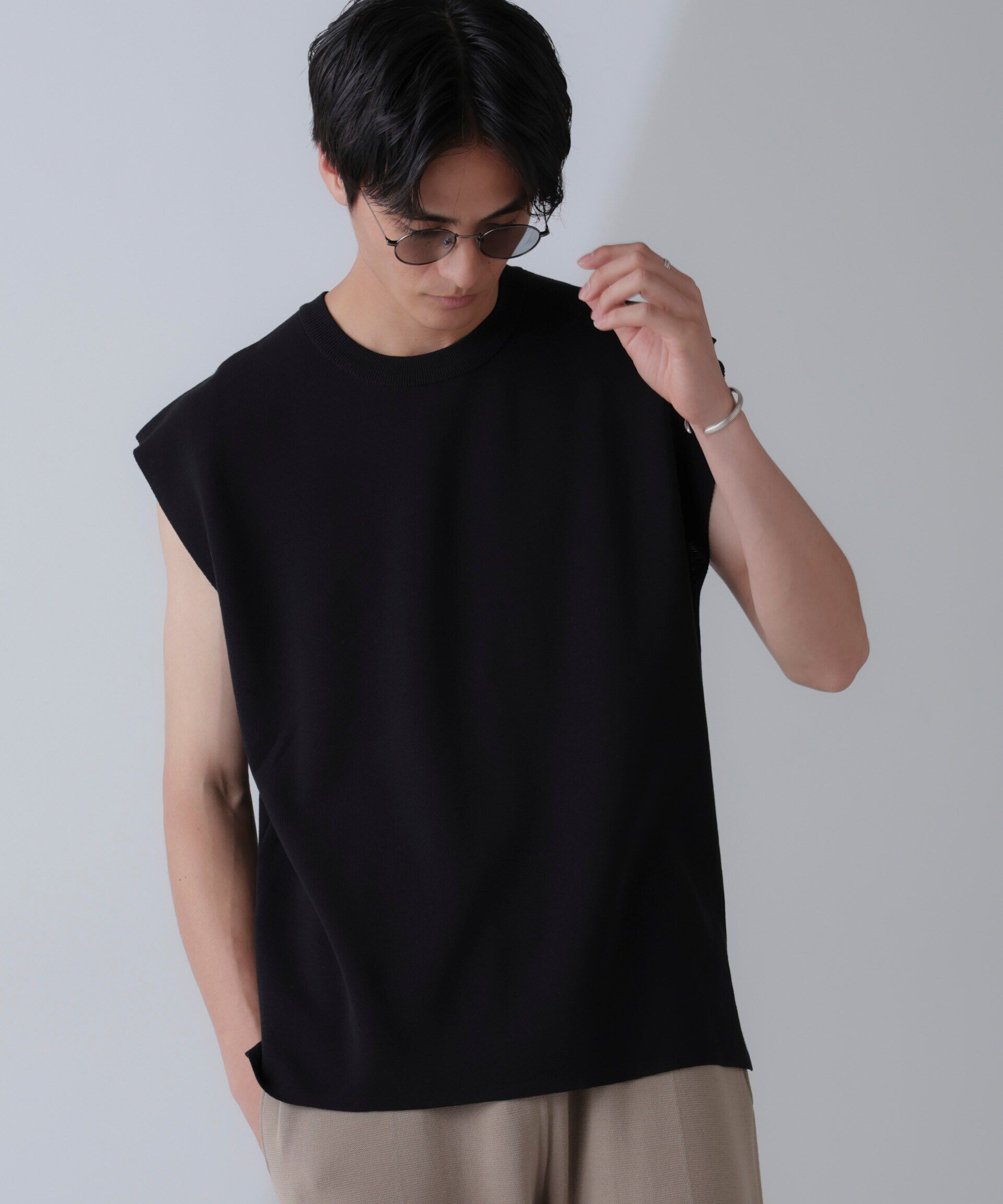 nano･universe「14ゲージミラノリブニット タンクトップ(手洗い可能)」|ニット・セーター|