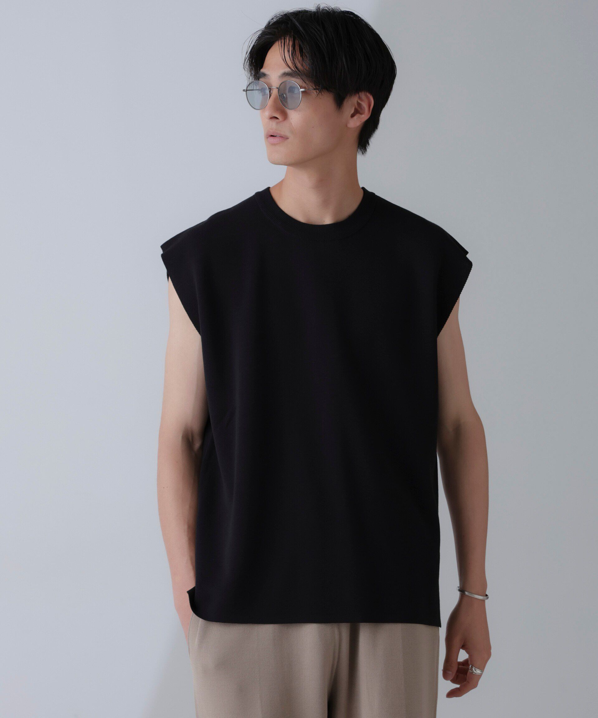 nano･universe「14ゲージミラノリブニット タンクトップ(手洗い可能)」|ニット・セーター|