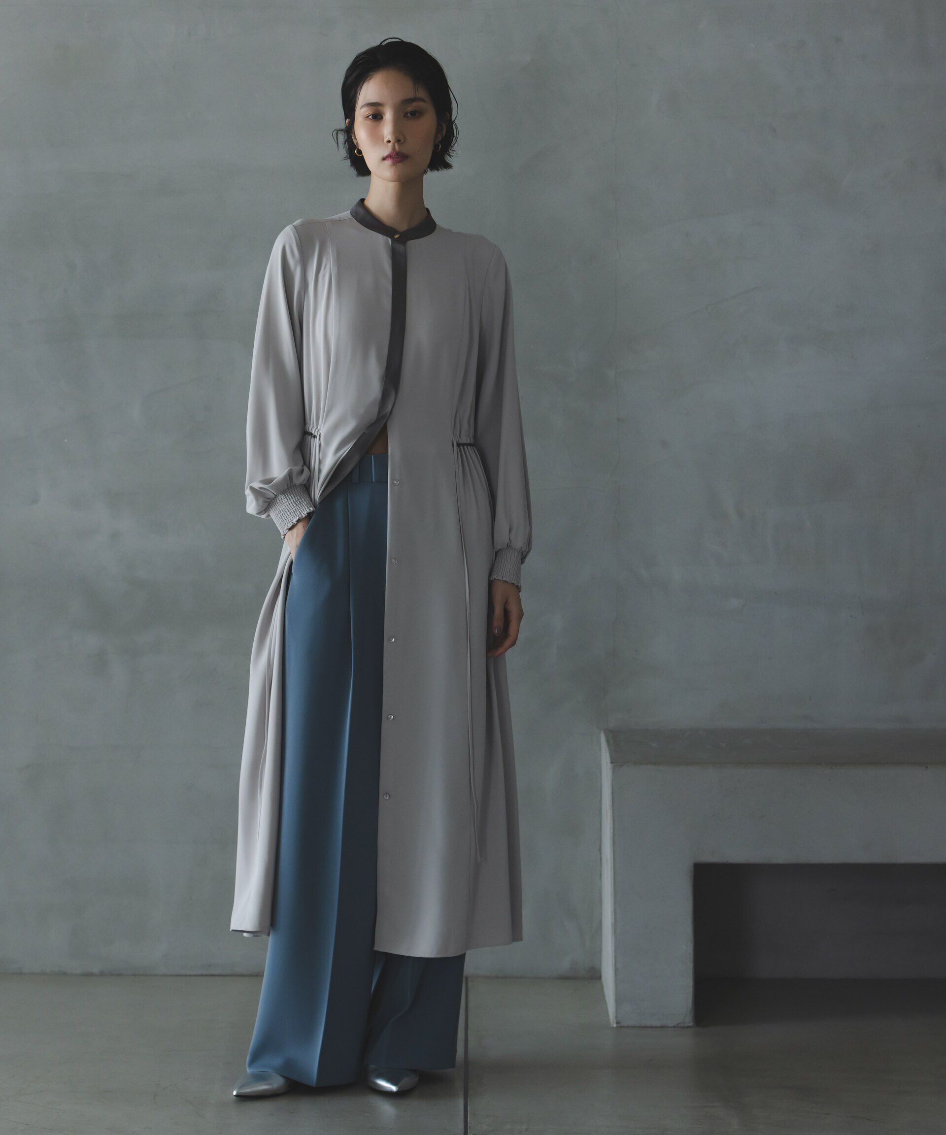 nano･universe「バイカラースタンドギャザーワンピース」|ワンピース|