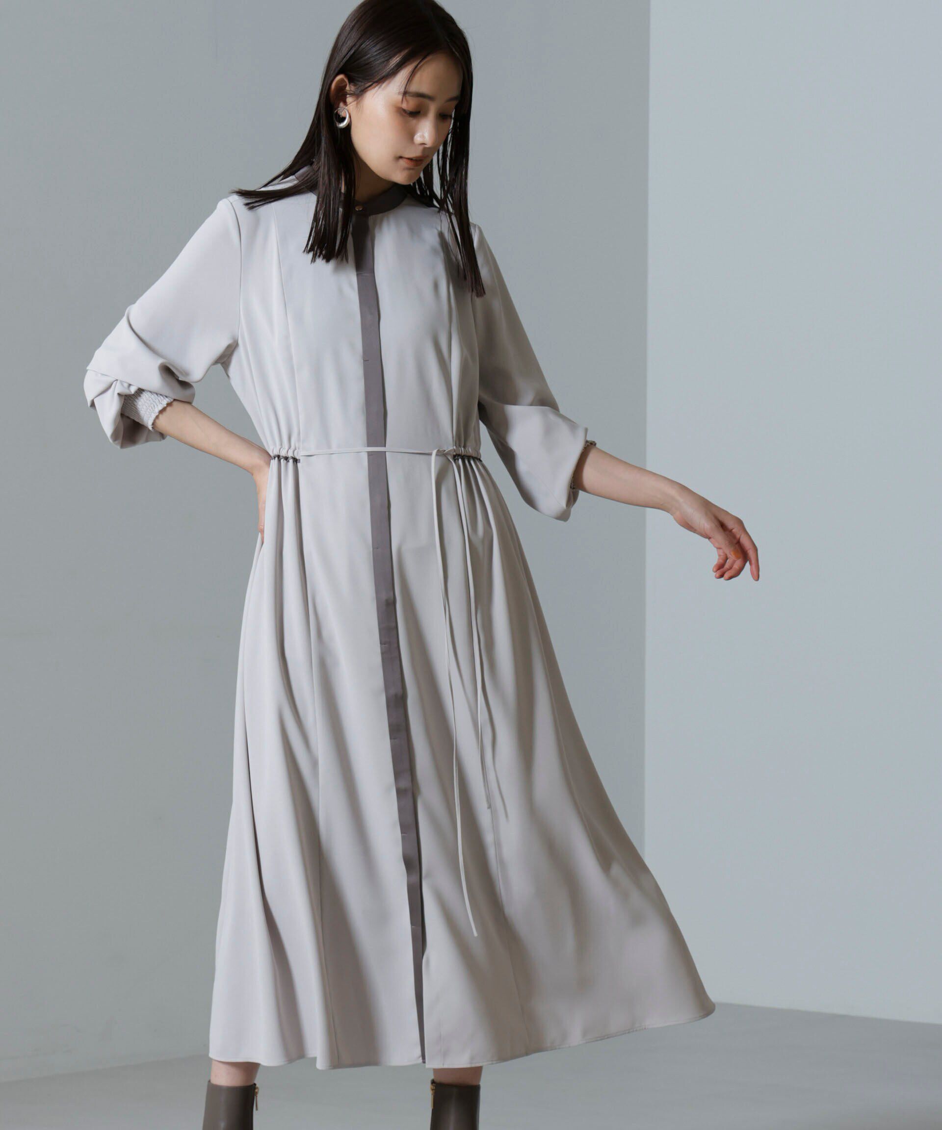 nano･universe「バイカラースタンドギャザーワンピース」|ワンピース|