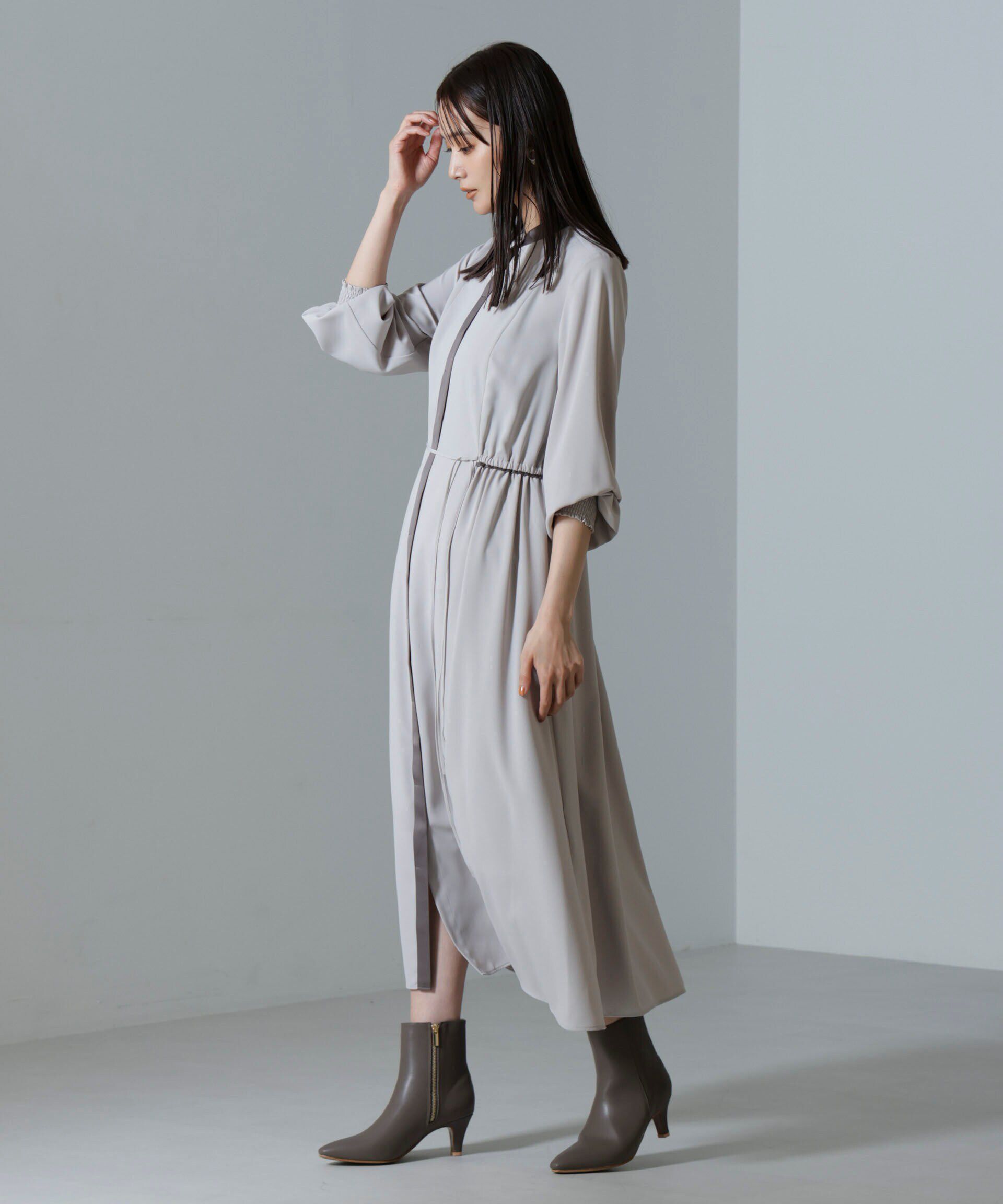 nano･universe「バイカラースタンドギャザーワンピース」|ワンピース|