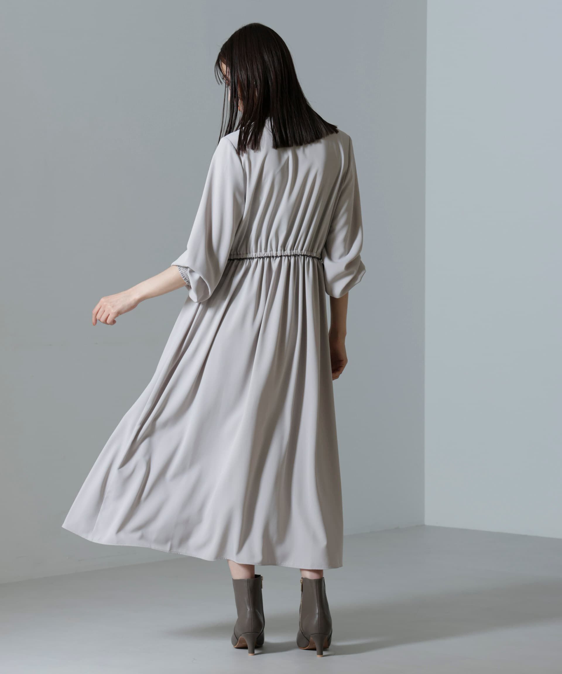 nano･universe「バイカラースタンドギャザーワンピース」|ワンピース|