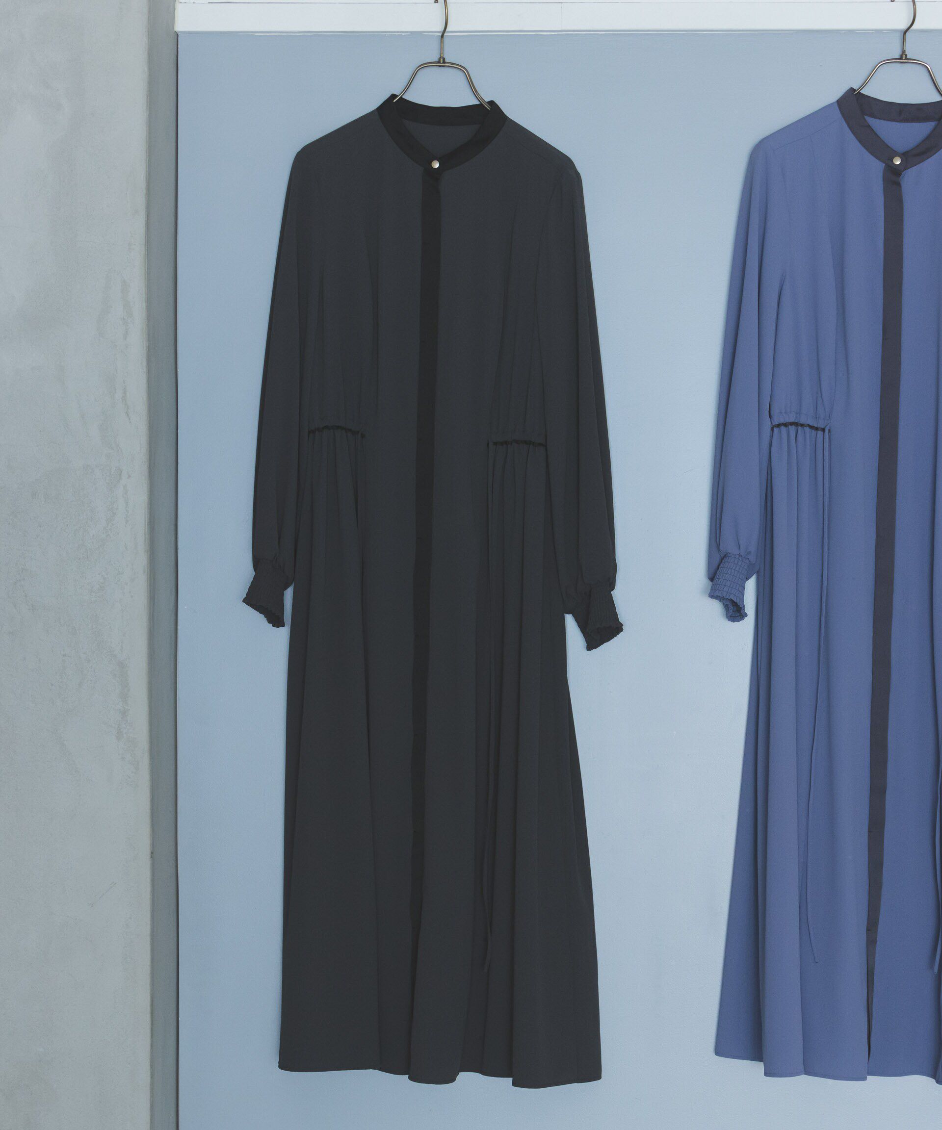 nano･universe「バイカラースタンドギャザーワンピース」|ワンピース|