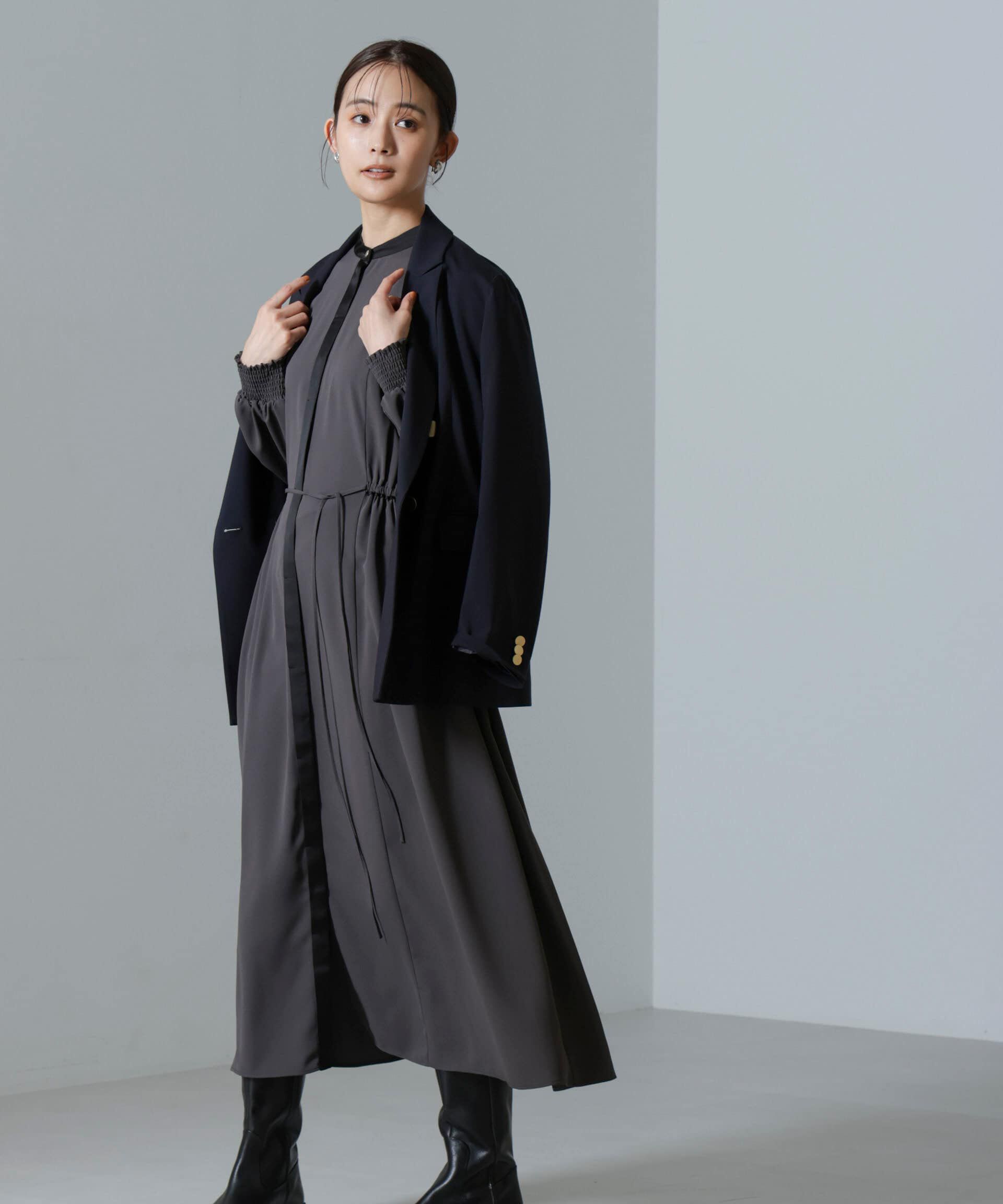 nano･universe「バイカラースタンドギャザーワンピース」|ワンピース|