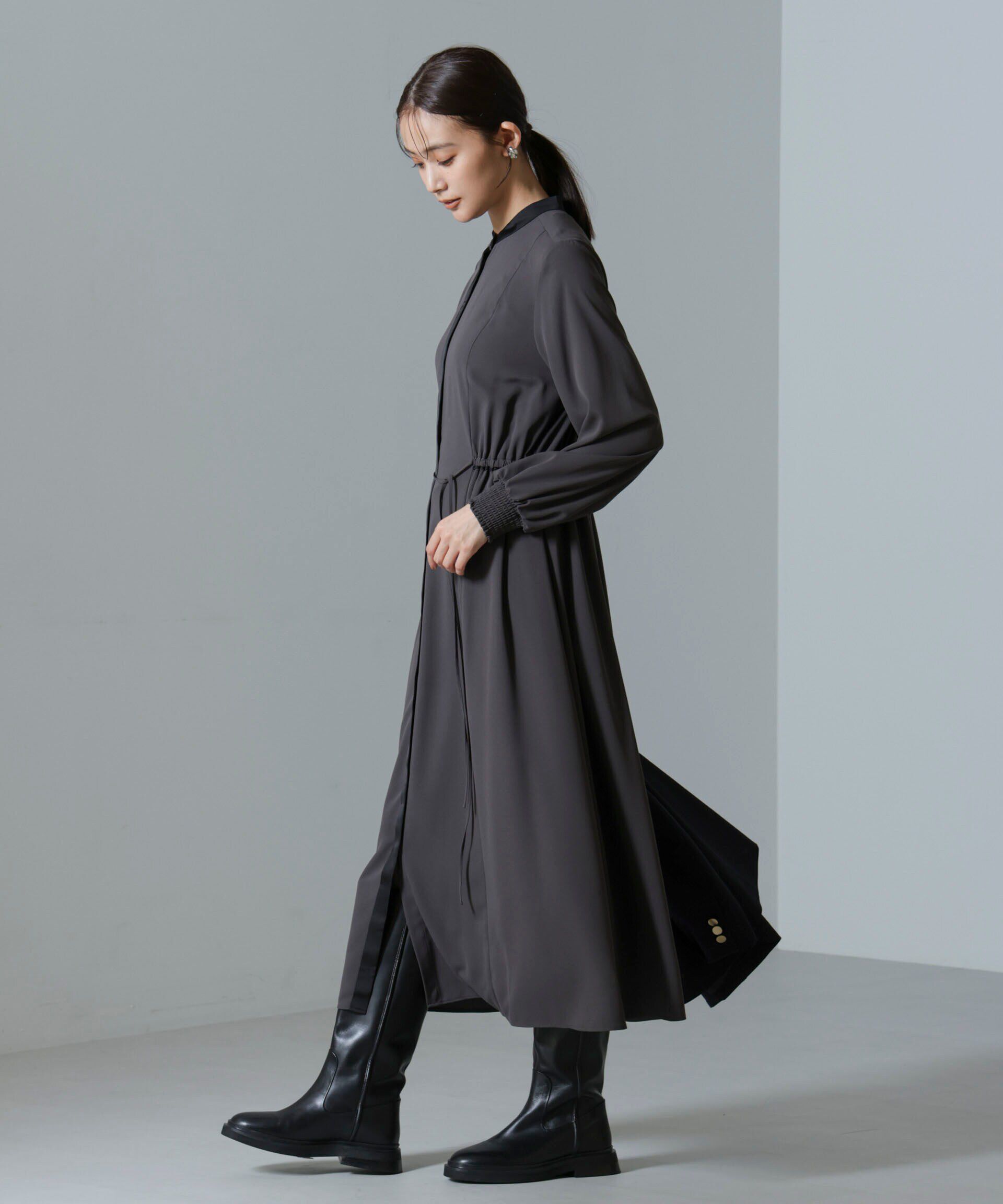 nano･universe「バイカラースタンドギャザーワンピース」|ワンピース|