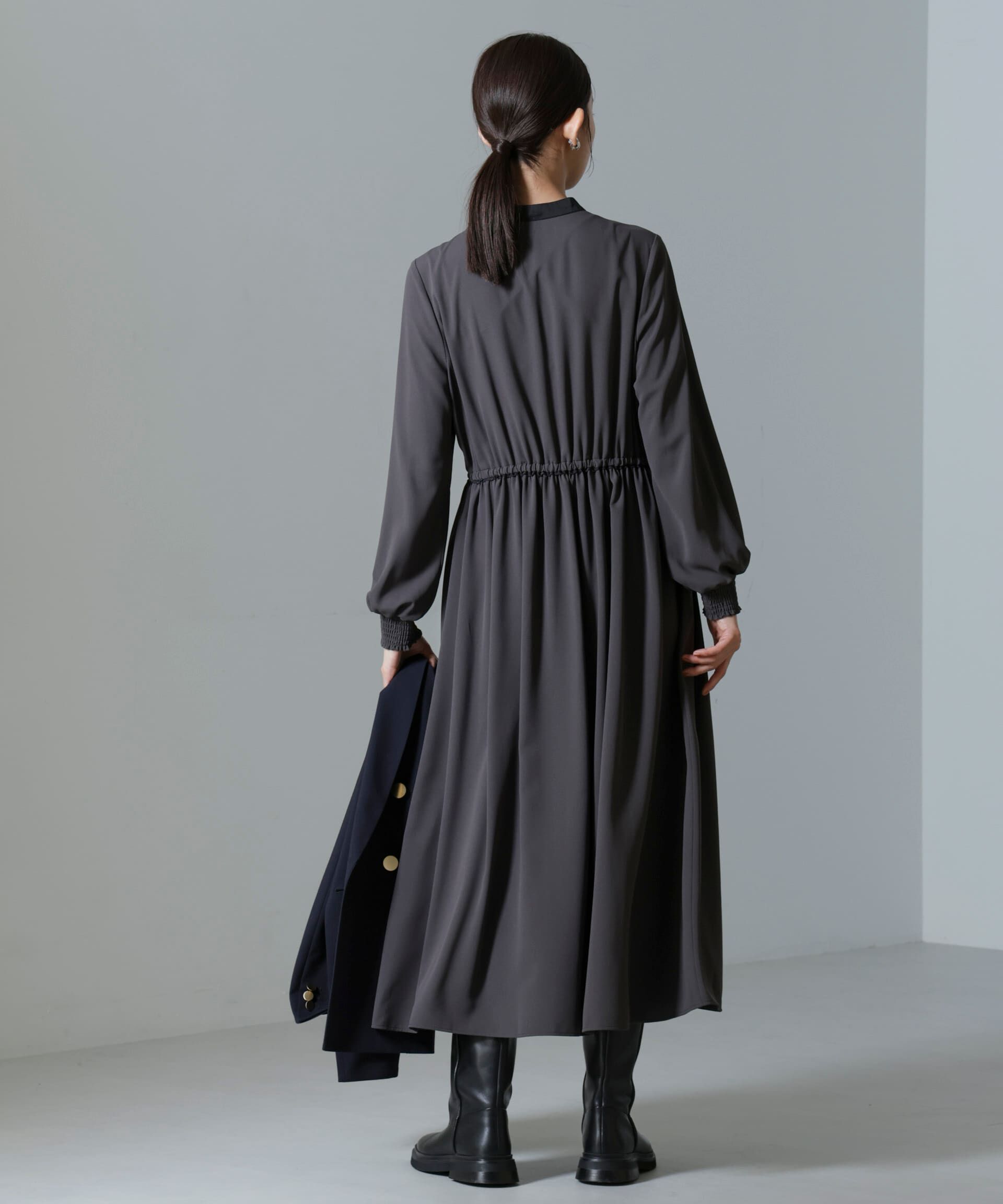 nano･universe「バイカラースタンドギャザーワンピース」|ワンピース|