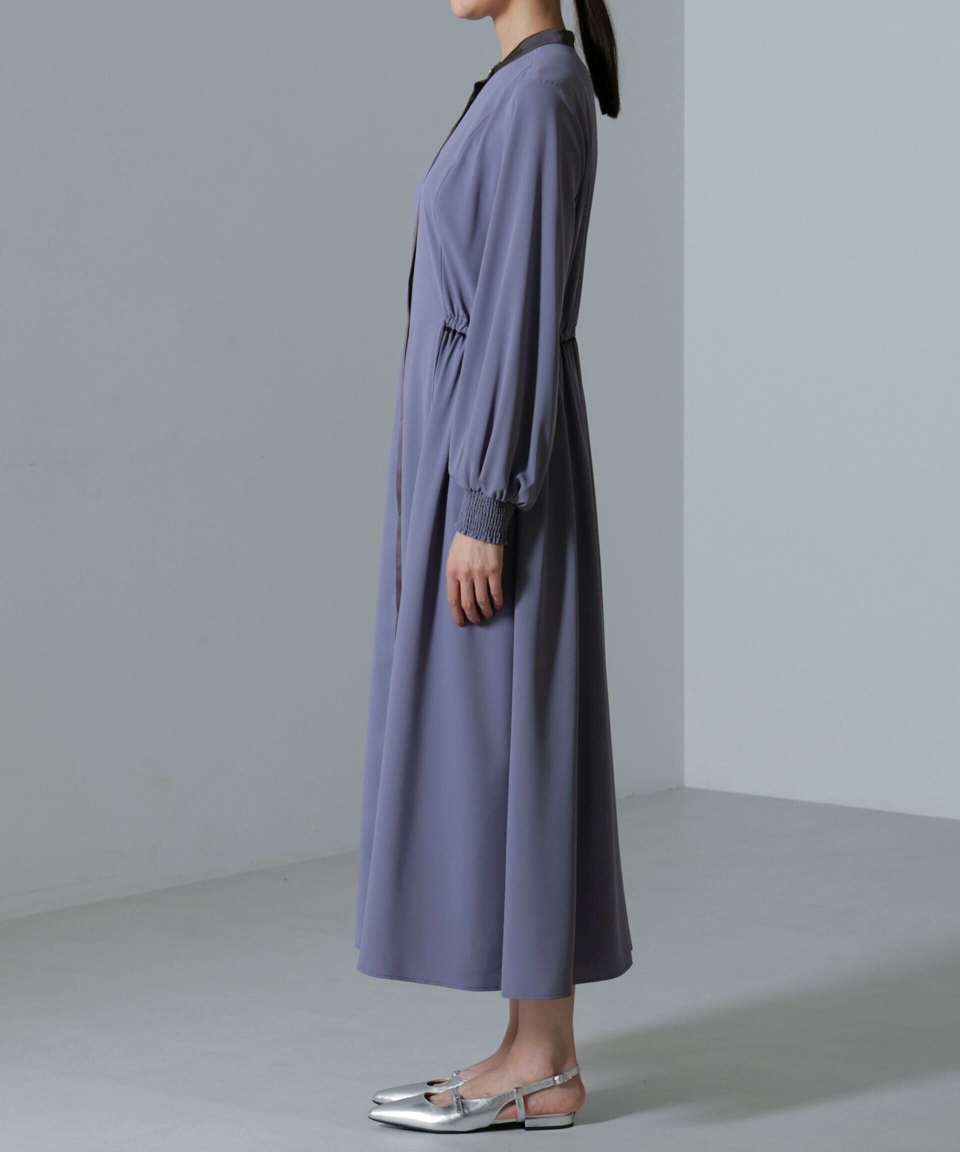 nano･universe「バイカラースタンドギャザーワンピース」|ワンピース|