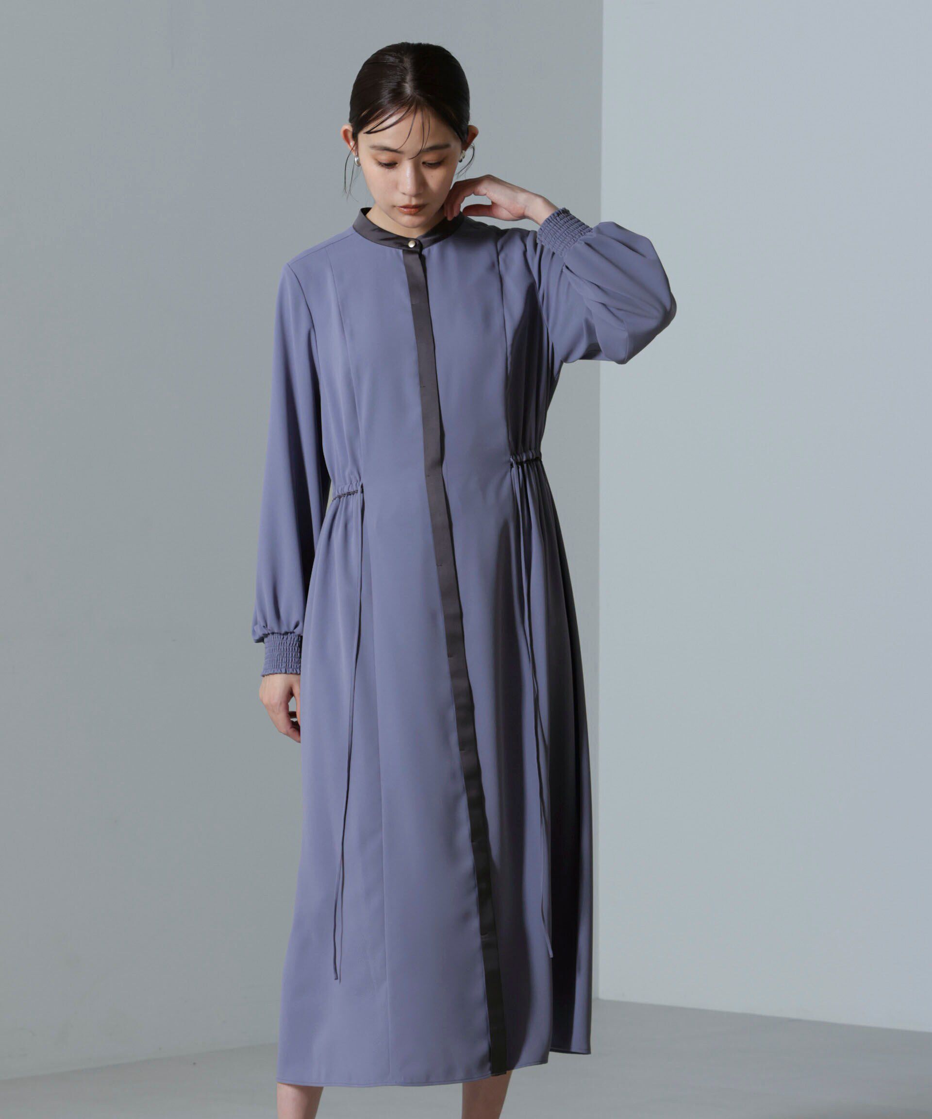 nano･universe「バイカラースタンドギャザーワンピース」|ワンピース|